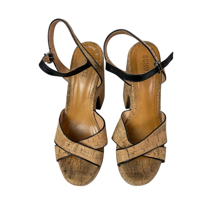 Schutz Keefa Crisscross Straps Open Toe High Platform Strappy Heels Sandals 9.5B