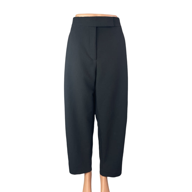 Zara Black High Waisted Balloon Carrot Barrel Wide Leg Trousers Dress Pants Sz M