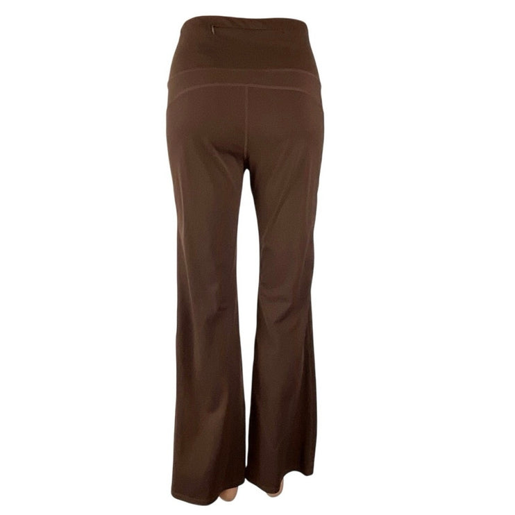 Womens Brown High Rise Yoga Gym Athletic Palazzo Wide Leg Flare Leggings Pants M