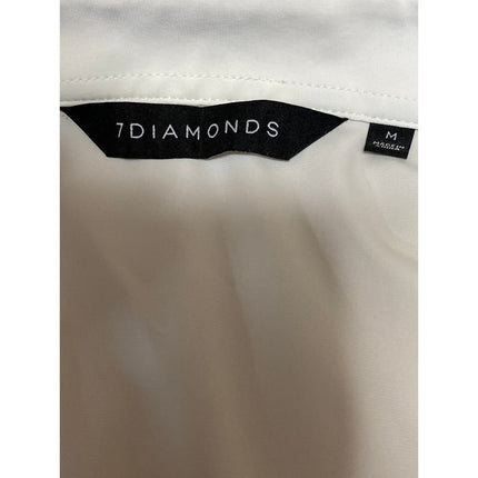 7 Diamonds Men's Cream Collared Short Sleeve Casual Work Button Down Shirt Top M