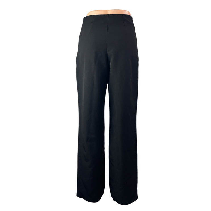 Lipsy Women's Black Lace Up High Waisted Wide Leg Trousers Dress Pants Size 4