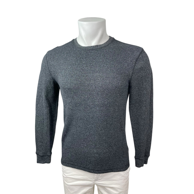 Faded Glory Mens Gray Waffle Knit Crew Neck Long Sleeve Sweatshirt Sweater Top S