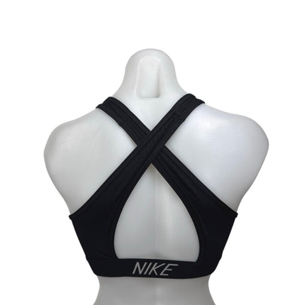 Nike Women's Black Classic Cross Back Sleeveless Logo Sports Bra Crop Tank Top S