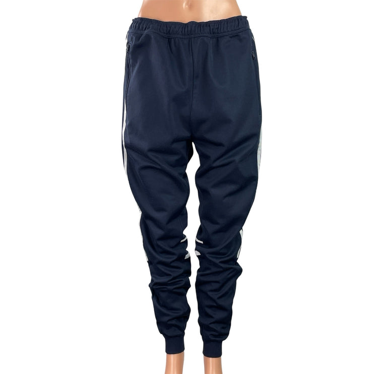 Adidas Workout Essentials All Set 3 Stripes Blue Knit Tapered Leg Track Pants M
