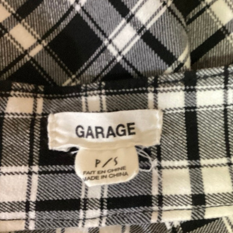 Garage Black White Retro Plaid Flannel Pencil Straight Back Zip Mini Skirt Sz S