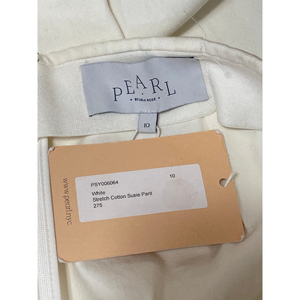 NEW Pearl by Lela Rose Susie White High Waisted Straight Trousers Dress Pants 10