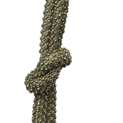 Gold Knotted Strap Rhinestone Beaded Sparkly Chic Evening Shoulder Handbag OS