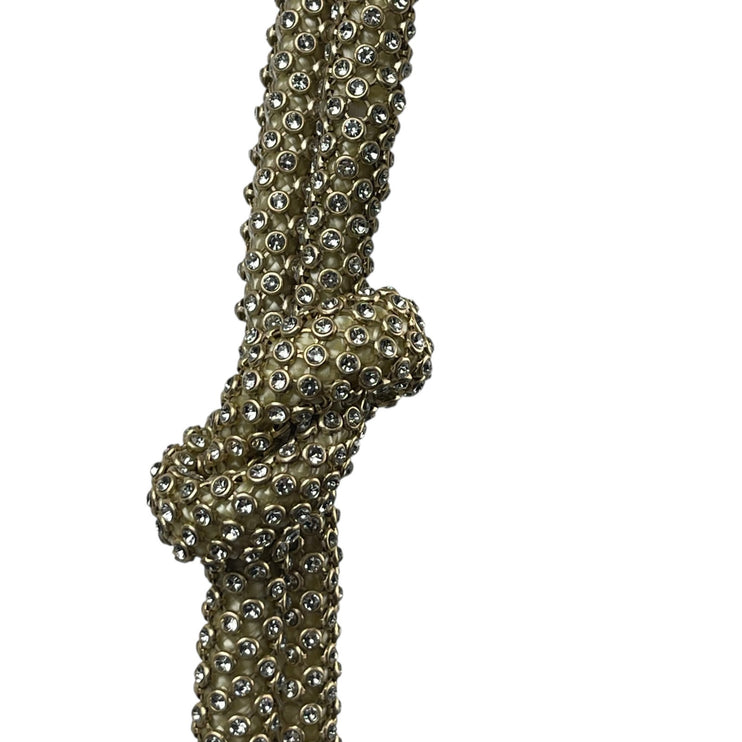 Gold Knotted Strap Rhinestone Beaded Sparkly Chic Evening Shoulder Handbag OS