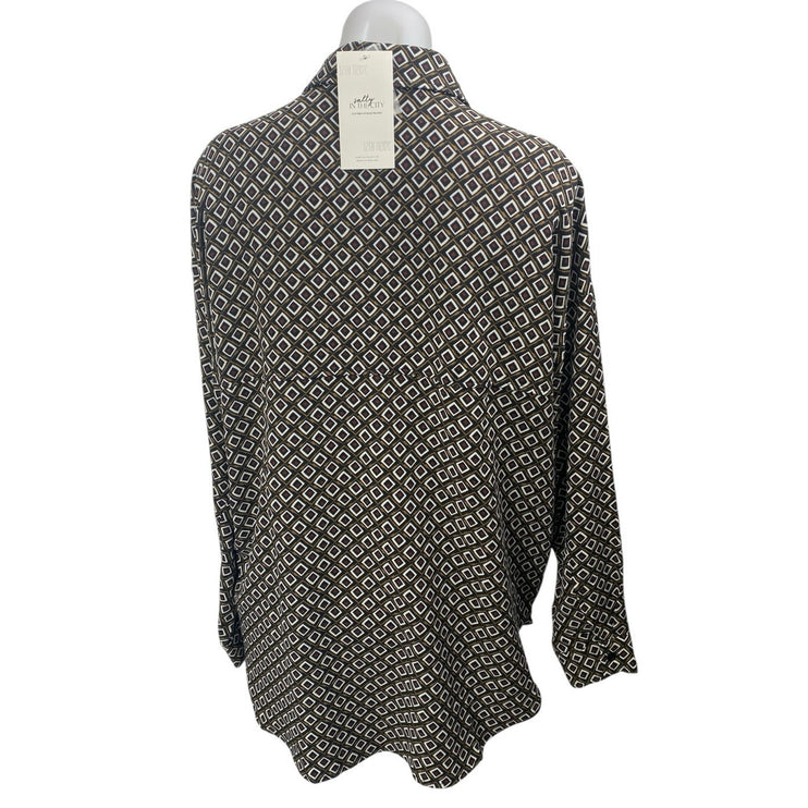 NEW 12th Tribe x TheSaltyBlonde Argyle Long Sleeve Button Up Shirt Top Size S