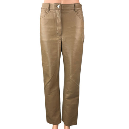 Aritzia Wilfred Women's Tan Faux Leather Vegan High Rise Straight Pants Size 6