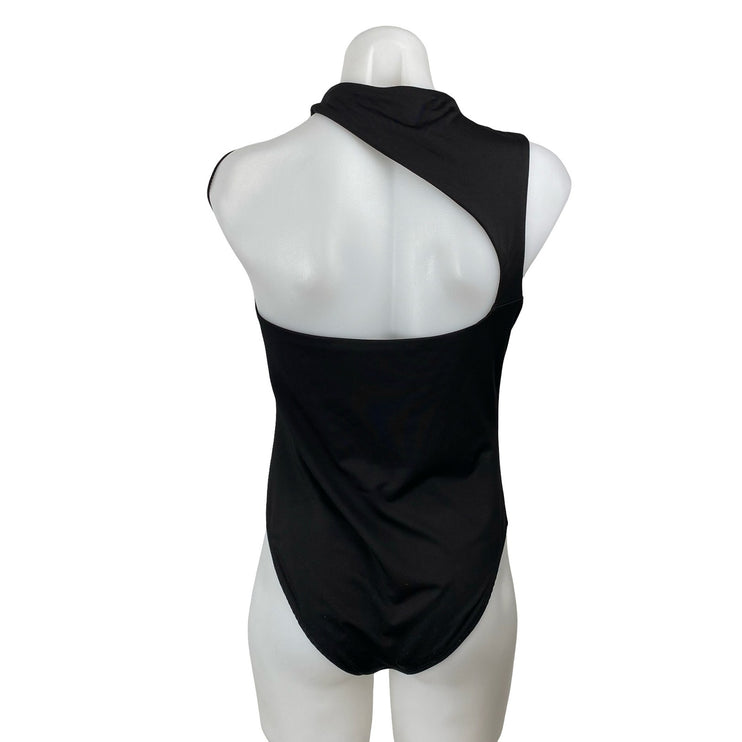 Princess Polly Womens Black Sleeveless Mock Neck Cutout Tank Bodysuit Top Size 8