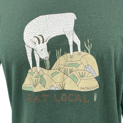Patagonia Eat Local Goat Responsibili Men's Green Long Sleeve Tee Shirt Top M