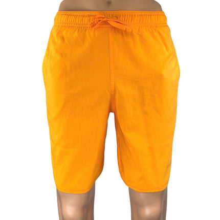 NEW Adidas Men's Orange White 3-Striped Drawstring Swim Trunk Board Shorts S