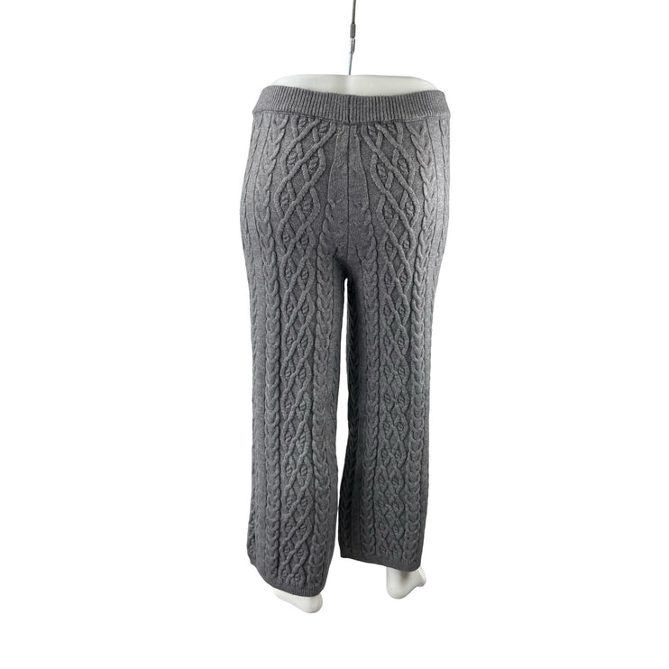 Cider Women's Gray Cable Knit Wide Leg Sweater Lounge Trousers Pants Size 0XL