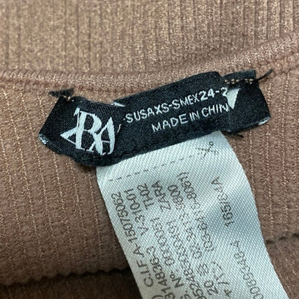 Zara Women's Brown Rib Knit Sleeveless Scoop Neck Bodysuit Tank Top Size XS-S