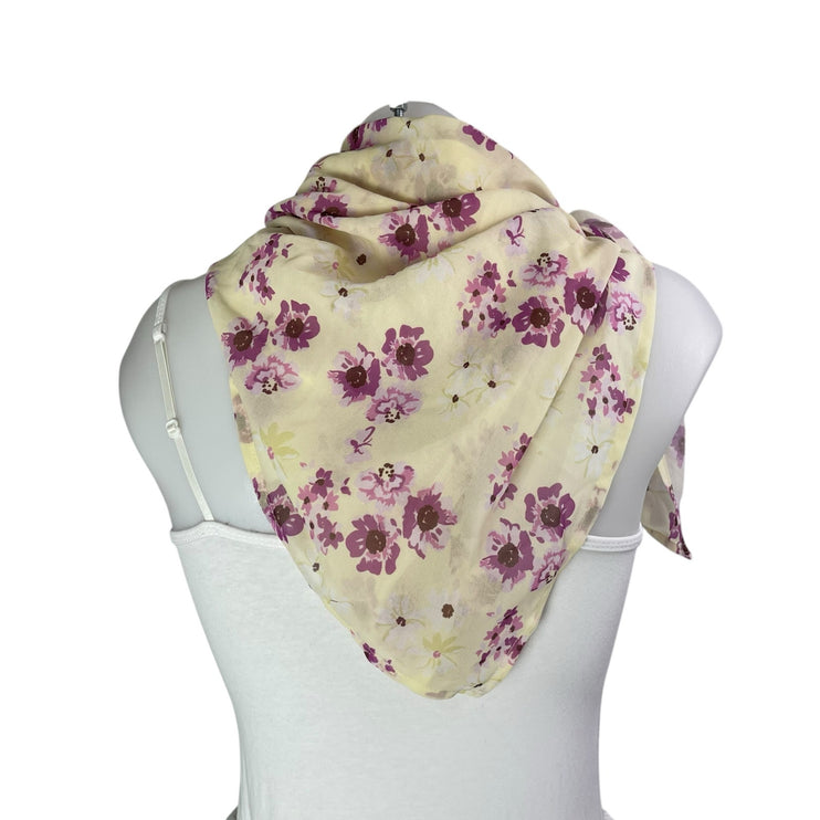 Princess Polly Women's Cream Purple Floral Rectangle Shawl Wrap Scarf One Size