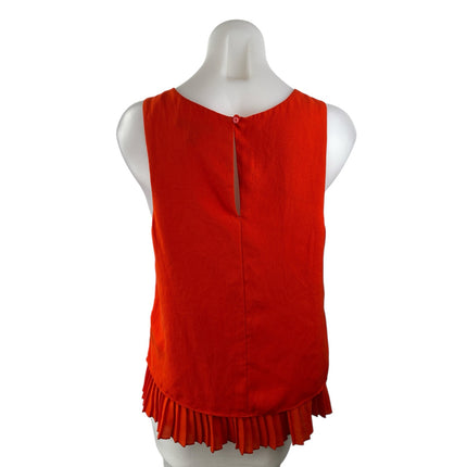 Banana Republic Women's Red Sleeveless Pleated Ruffle Tank Blouse Top Size M