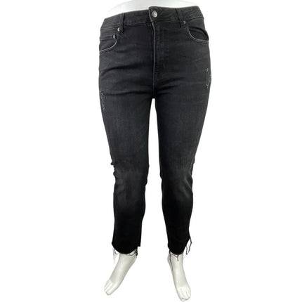Aeropostale Women's Black Raw Hem High Waisted Skinny Leg Denim Jeans Pants 36