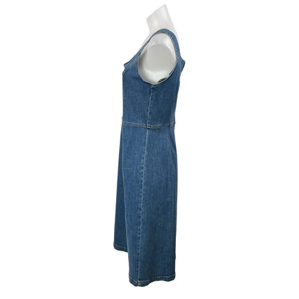 Reformation Parker Blue Sleeveless Square Neck Slit Denim Jean Midi Dress 10