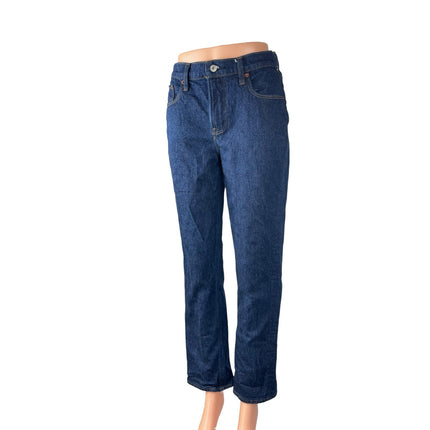 Abercrombie & Fitch Womens Dark Blue Wash Mid Rise Straight Denim Jeans Pants 25