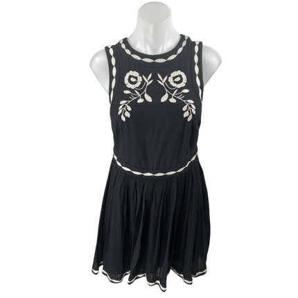 Free People Birds of a Feather Black Floral Embroidered Fit & Flare Mini Dress 4