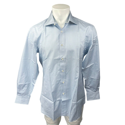 M. Bardelli Milano Blue White Striped Long Sleeve Button Down Dress Shirt 43/17