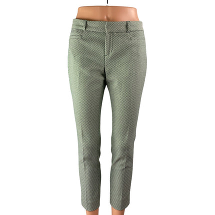 Banana Republic Sloan Women's Green Printed Mid Rise Straight Trousers Pants 0