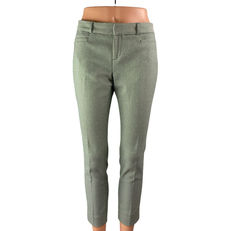 Banana Republic Sloan Women's Green Printed Mid Rise Straight Trousers Pants 0