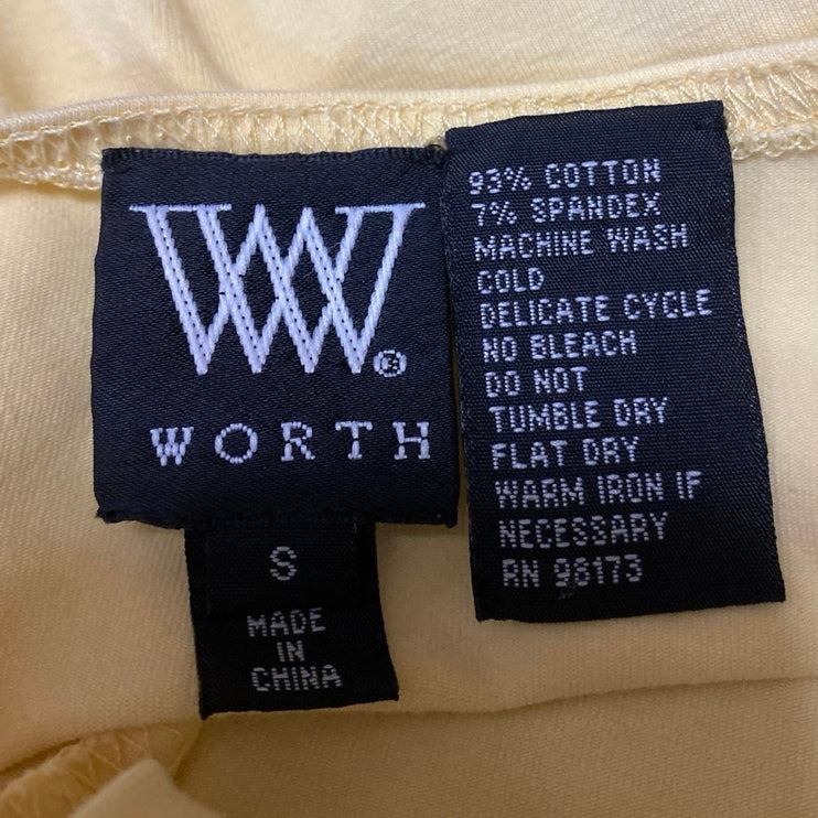 Worth Women's Yellow Short Sleeve Scoop Neck Casual T Shirt Tee Top Size S
