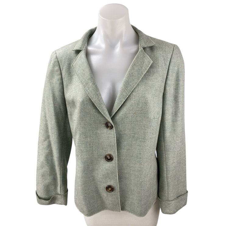 Akris 100% Cashmere Gray Long Sleeve Collar Button Blazer Coat Jacket Size 12