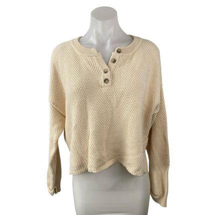 Sincerely Jules Women's Beige Knit Button V-neck Long Sleeve Sweater Top Size S