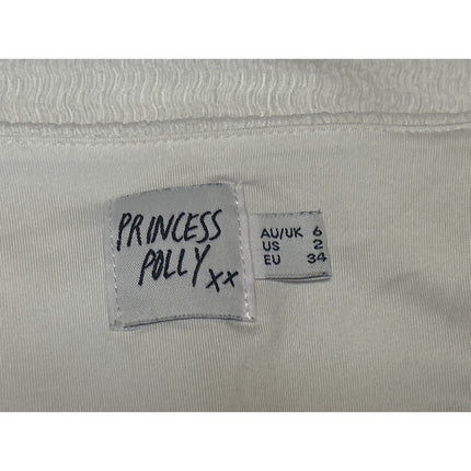 Princess Polly White Long Sleeve Button Front Split Cardigan Crop Top Size 2