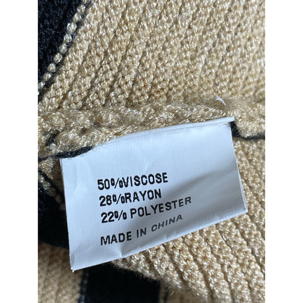 Zesica Women's Beige Tan Striped Mock Neck Knit Long Dolman Sleeve Sweater Top M