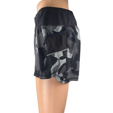 Athleta Black Gray Camo Camouflage Activewear Fitness Yoga Running Shorts Size S