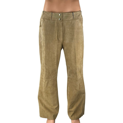 Cervelle Women's Brown Tan Faux Suede High Rise Straight Trousers Pants Size 14