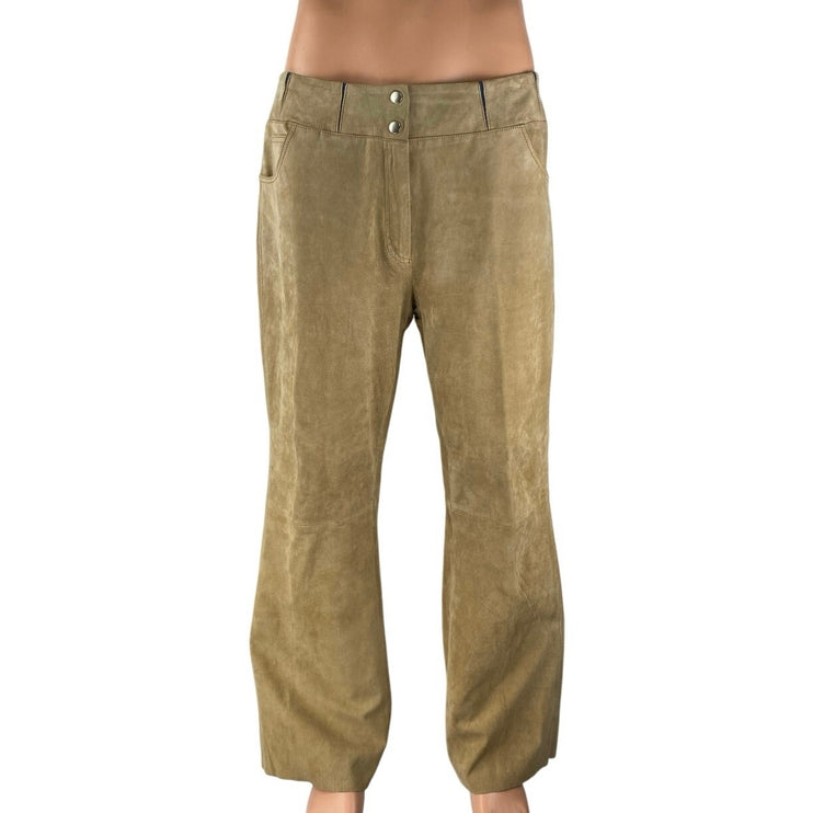 Cervelle Women's Brown Tan Faux Suede High Rise Straight Trousers Pants Size 14