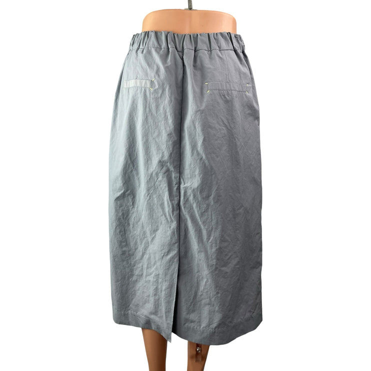 Lebrown Women's Gray High Waisted Pull On Back Slit Midi Pencil Skirt Size M