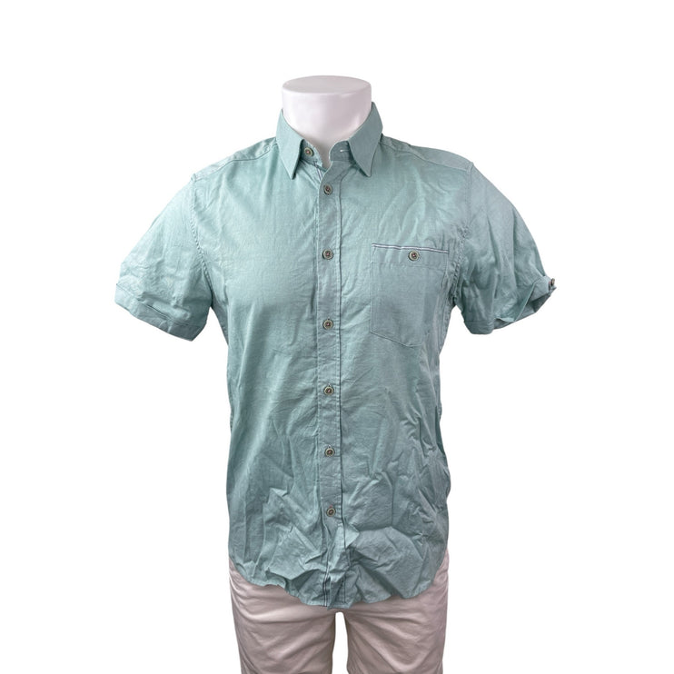 Ted Baker Men's Green Short Sleeve Chest Pocket Button Down Shirt Top Size M