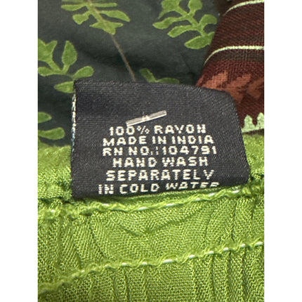 Advance Women's Green Patchwork Floral Smocked Boho Hippie Harem Pants Size OS