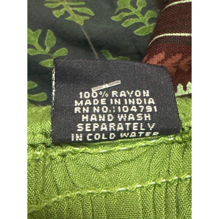 Advance Women's Green Patchwork Floral Smocked Boho Hippie Harem Pants Size OS