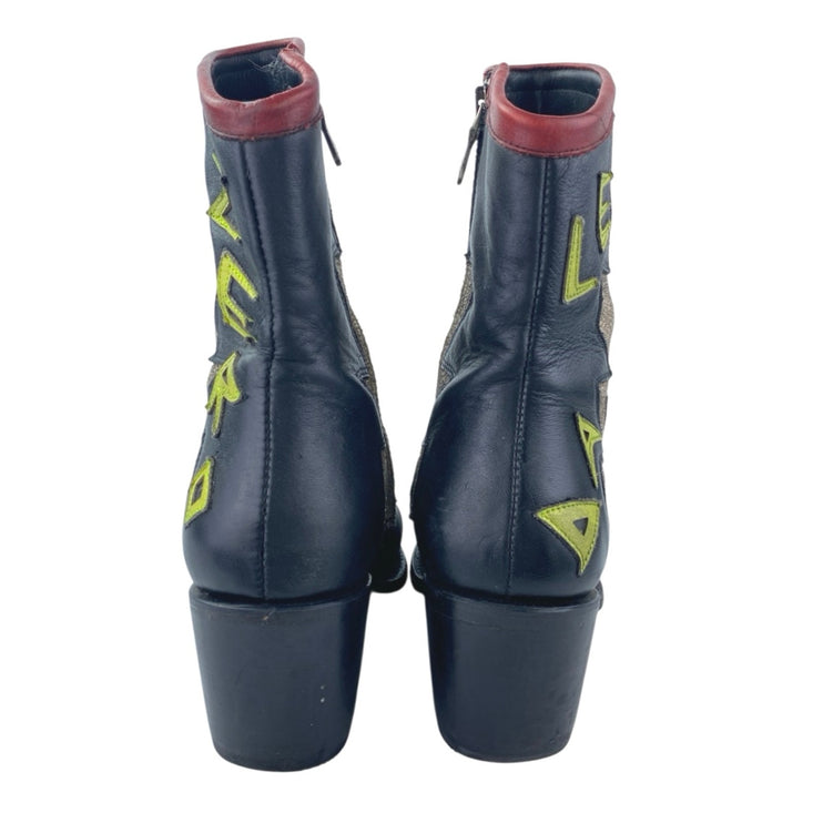 Mezcalero $450 Let's Go Dance Western Cowboy Graphic Glitter Metallic Boots Sz 8