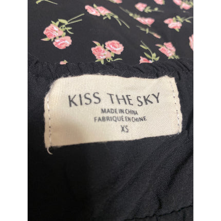 Urban Outfitters Kiss The Sky Black Floral Slit Bustier Cami Midi Slip Dress XS