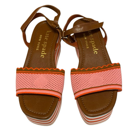 Kate Spade Women's Pink High Rise Sling Back Paltform Wedge Sandals Size 10