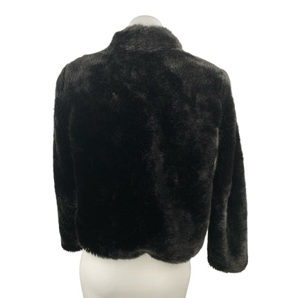 Zara Women's Black Faux Fur Shearling Long Sleeve High Neck Zip Up Coat Jacket S