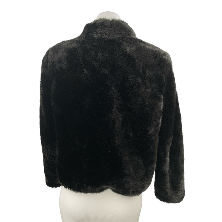 Zara Women's Black Faux Fur Shearling Long Sleeve High Neck Zip Up Coat Jacket S