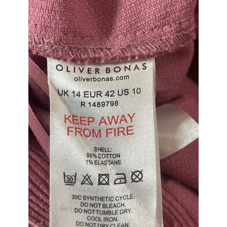Oliver Bonas Womens Pink Purple Corduroy High Rise Wide Leg Trousers Pants Sz 10