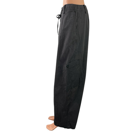 Zara Womens Black High Waisted Wide Leg Baggy Palazzo Trousers Cargo Pants Sz S
