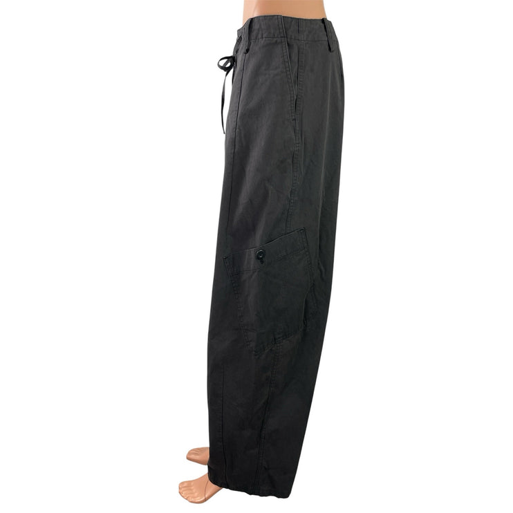 Zara Womens Black High Waisted Wide Leg Baggy Palazzo Trousers Cargo Pants Sz S