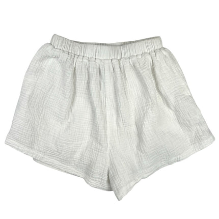 Princess Polly Mateo White Linen Like Elastic Waist Pull On Casual Shorts Size 2