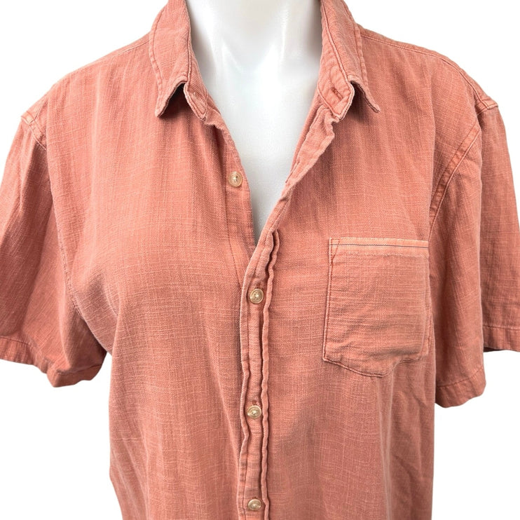 Marine Layer Pink Button Down Short Sleeve Collar Oversized Shirt Blouse Top L